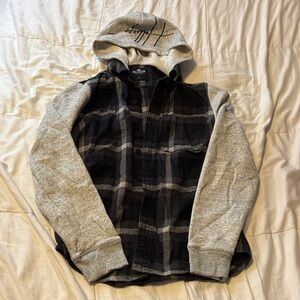 Hollister Black and Gray Checkered Hoodie